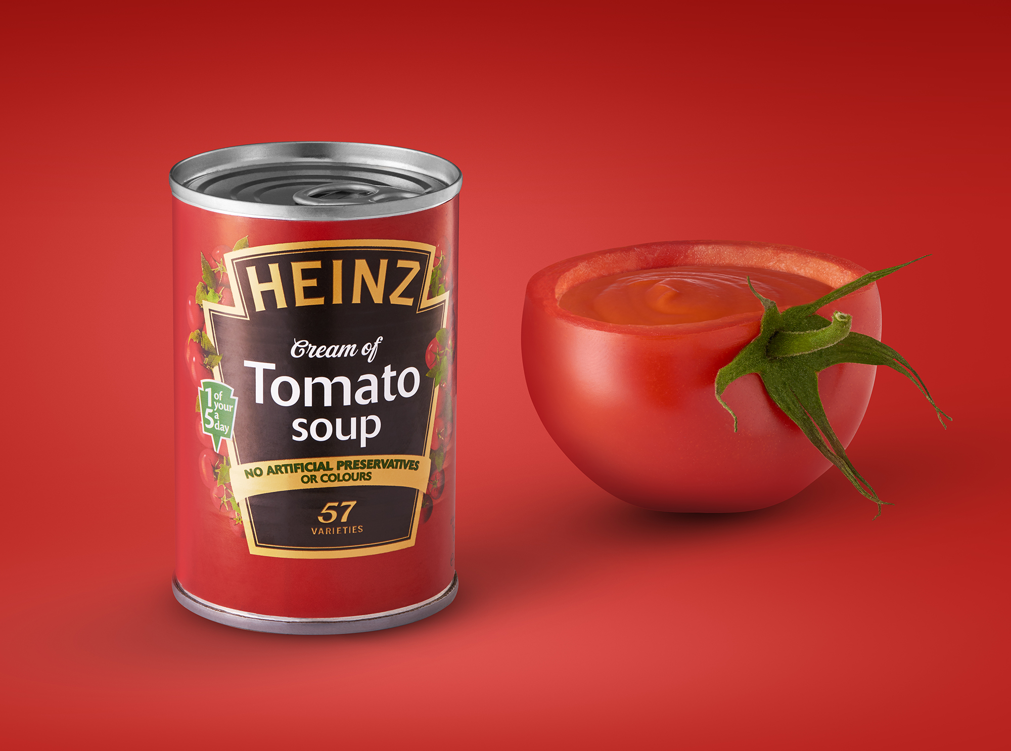 Food advertising photography of tomato soup by UK commercial photographer Ian Knaggs