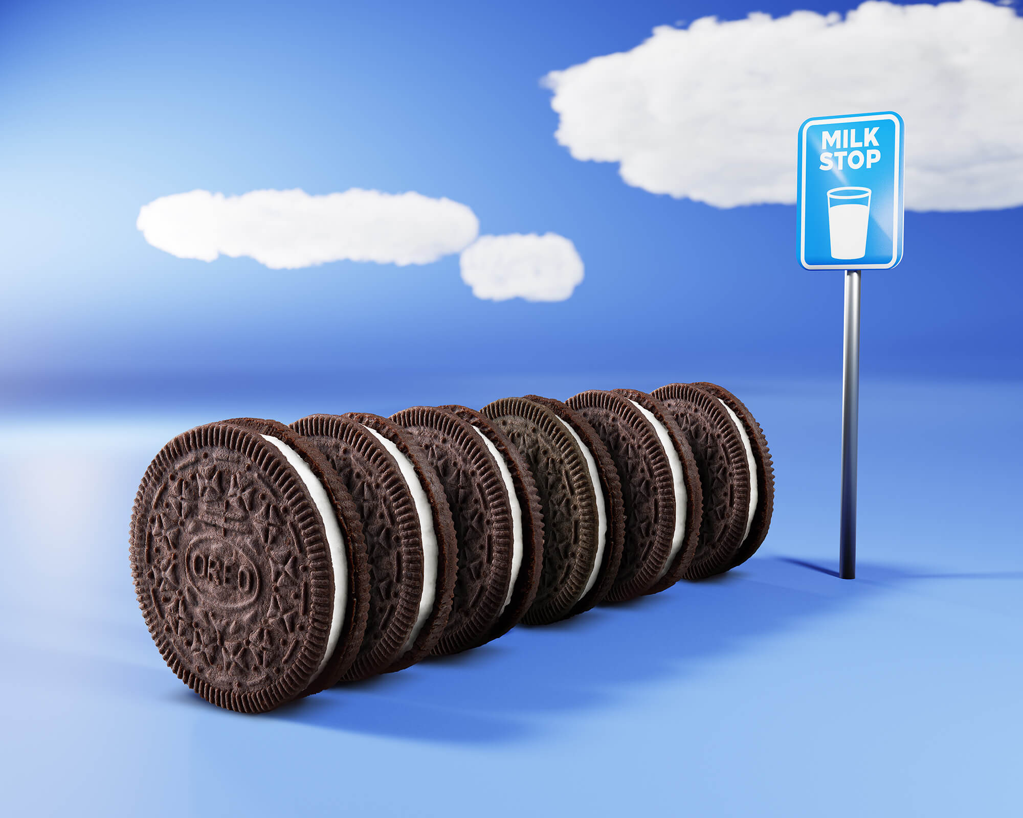 Oreo biscuit bus stop with CGI Background by Ian Knaggs